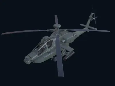 Asset - Army - Aircraft AH 64A - 3D MODEL Low-poly Low-poly 3D model