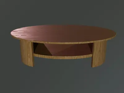 Round Wooden Coffee Table 3D Model Free low-poly 3D model