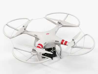DJI Phantom 2 Quadcopter with Prop Guard and gimbal GoPro HERO4 Low-poly 3D model