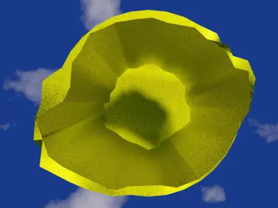 Vase in rough gold material damaged shape  Low-poly 3D model