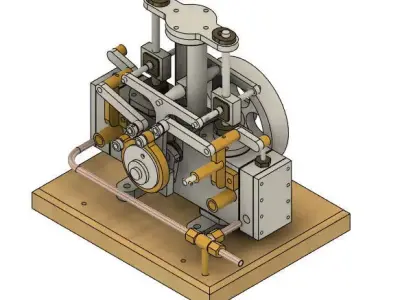 Bernays Two Cylinder Steam Engine 3D model