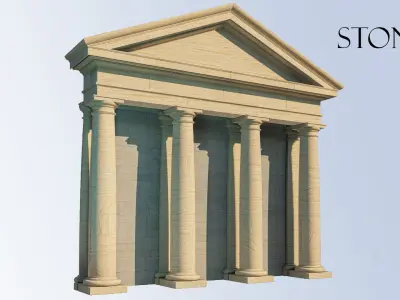 fronton Tuscan column and stone block model 3D model