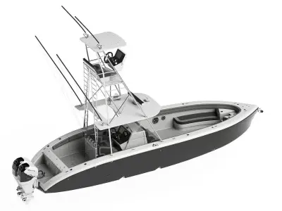 Sport fishing boat Black 3D model