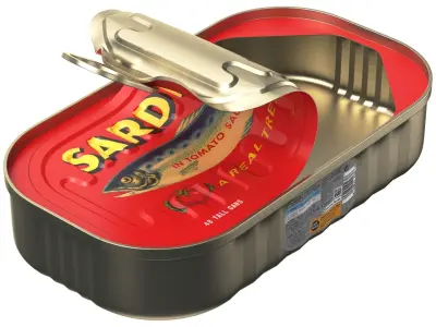 Detailed Opened Sardines Tin Can 3D model