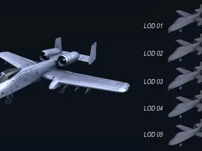 Asset - Army - A10 Thunderbolt 3D MODEL REALISTIC Low-poly 3D model