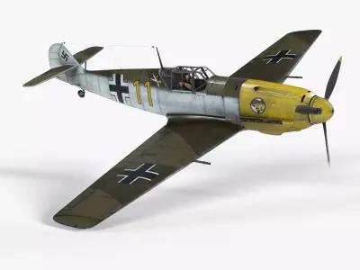 Messerschmitt BF109 German Fighter Airplane Desert V2 3D model