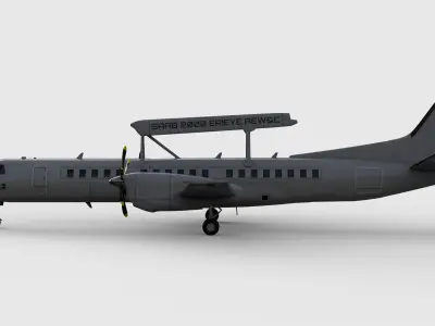Saab 2000 ERIEYE AEWC Aircraft - Low-poly 3D model