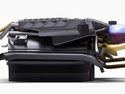 Roush 5L Supercharged V8 Engine Low-poly 3D model