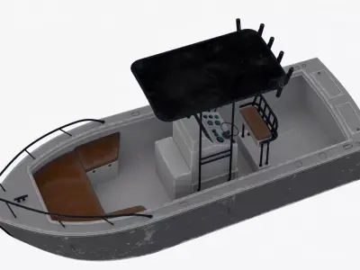 4K Small Aluminium Boat Low-poly 3D model