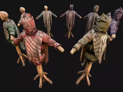 Medieval Wooden Training  Shooting Dummy Fair Castle Environment Low-poly 3D model