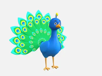Cartoon Peacock 3D model