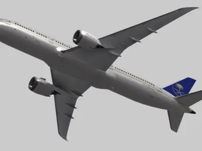 Boeing 787-9 Saudi Arabian Airlines livery Low-poly 3D model