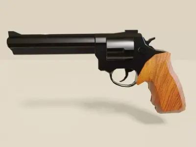 Black Revolver 44 - Wood Magnum Gun - Weapon - Arma Low-poly 3D model