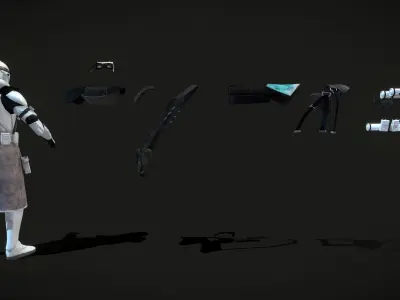 Clear standard clone trooper pack Low-poly 3D model