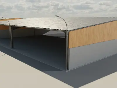 Open Metal Shed With Corrugated Roof 3D model