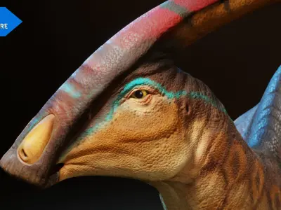 Parasaurolophus Low-poly RIG Low-poly 3D model