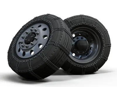 Snow chain truck wheels 3D model