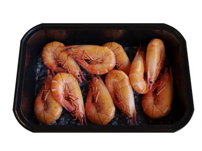 Frozen prawns and shrimps Frozen King Prawns 3D model