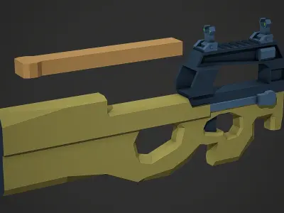 Stylized FN P90 SMG Low Poly Mobile Ready Low-poly 3D model