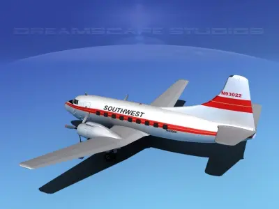 Martin 202 Southwest Airways 3D model