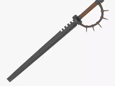 Sword with a spiked handle Low-poly 3D model