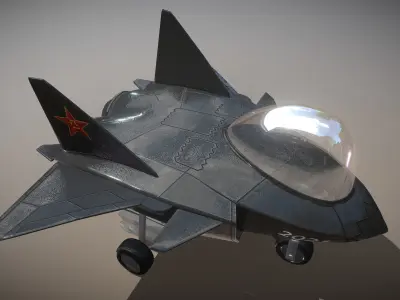 Cartoon Airplane J-20 Low-poly 3D model