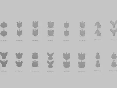Creature Face Animal Faces Pendant Pack Free low-poly 3D model