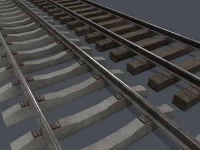 Railway Track PBR Low-poly 3D model