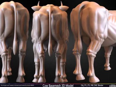 Cow Basemesh 3D Model Low-poly 3D model