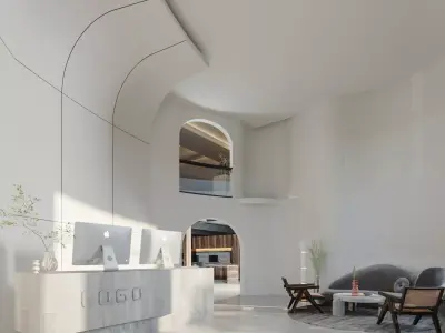 Office reception lobby interior scene 3D model