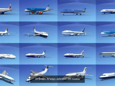 39 British Airways Jetliners 3D Model Collection