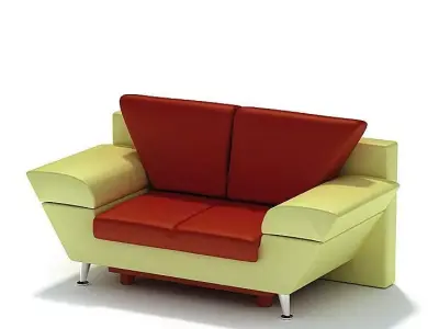 Modern Modular Lime And Red Office Commercial Chair 3D model