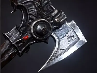 Skull Reaper Battle Axe Low-poly 3D model