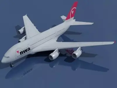North West Airbus A380  3D model
