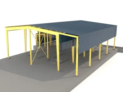Industrial metal hangars 3D model