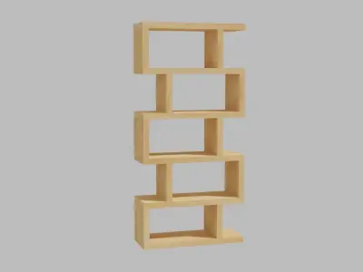 Bookshelf wooden bookcase with four shelves Free low-poly 3D model