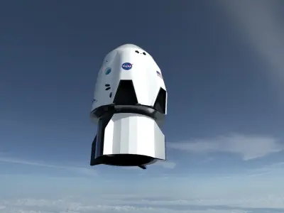 SpaceX - Rocket Dragon Falcon 9 Low-poly 3D model