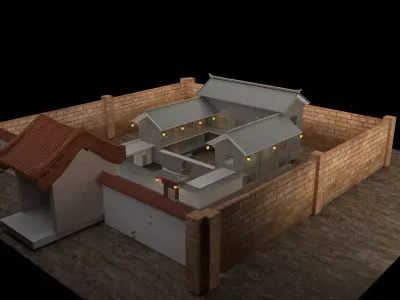 Chinese ancient courtyard  house 3D model