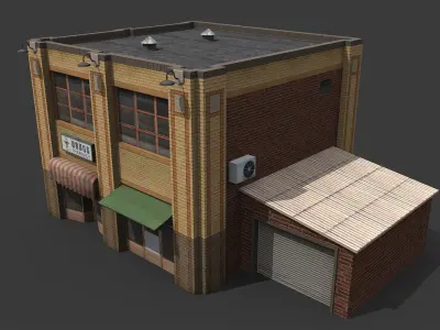 Old Drug Store Low-poly 3D model