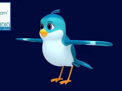 Asset - Cartoons - Character - Sparrow - Hight Poly Low-poly 3D model