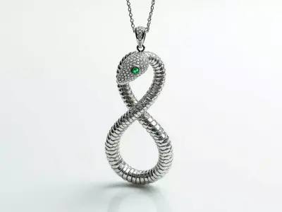 Silver Snake Pendant 3D Model Low-poly 3D model