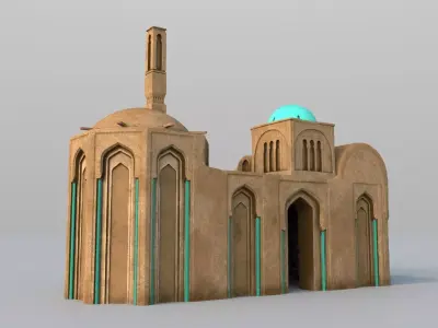 3 Level LOD ancient Eastern Building Low-poly 3D model