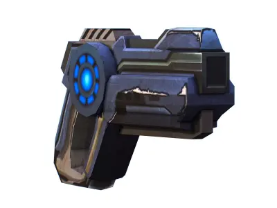 Cartoon Gun Blaster Barrel Nagan Nuff Pistol Revolver Cannon Low-poly 3D model