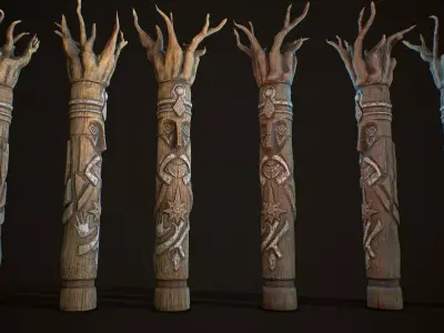 Totem wood 7 pbr 4k Low-poly 3D model
