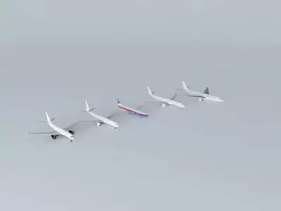 Four commercial aircraft's  Free 3D model