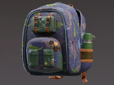 Backpack for kids Low-poly 3D model