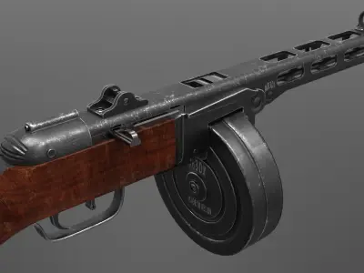 Ppsh-41 Submachine Gun Fps - Tps Low-poly 3D model
