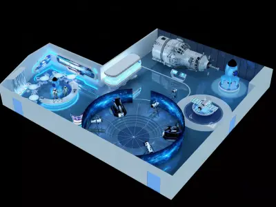 Futuristic Space Exploration Exhibition Hall 3D Model 3D model