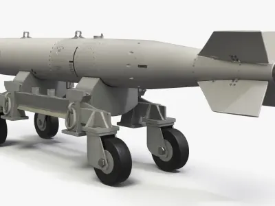 Nuclear Aircraft Bomb with Transport Trolley 3D model purchase