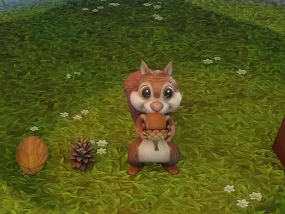Cartoon Animated Squirrel 30 Animations with Props 3D Model Free low-poly 3D model